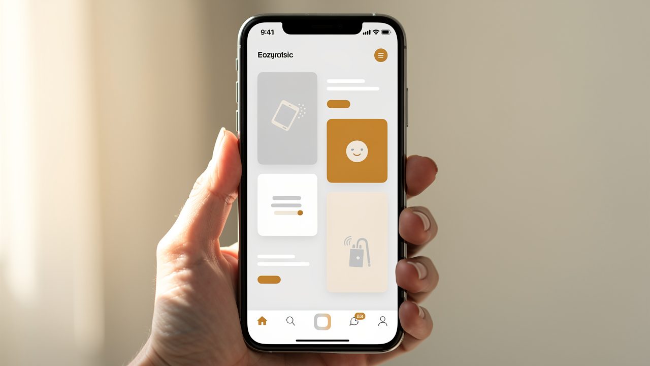 Mão segurando um celular com um site aberto na tela